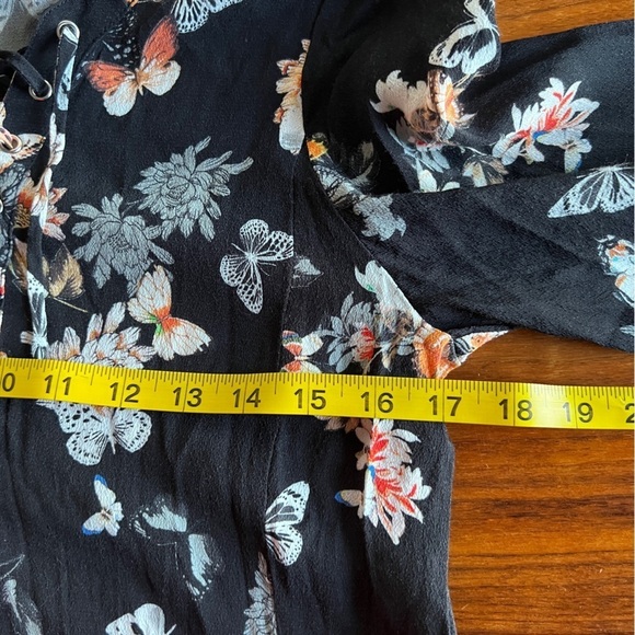 The Kooples Lace Up Black Butterfly Floral Print Dress size 3 - Picture 11 of 15